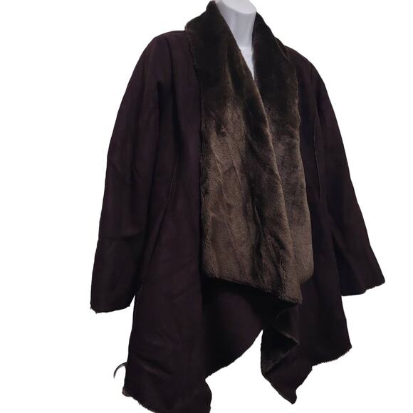 Calvin Klein Open Front Faux Fur Heavy Duty Warm Jacket Night Club Winter Snow - Picture 12 of 16